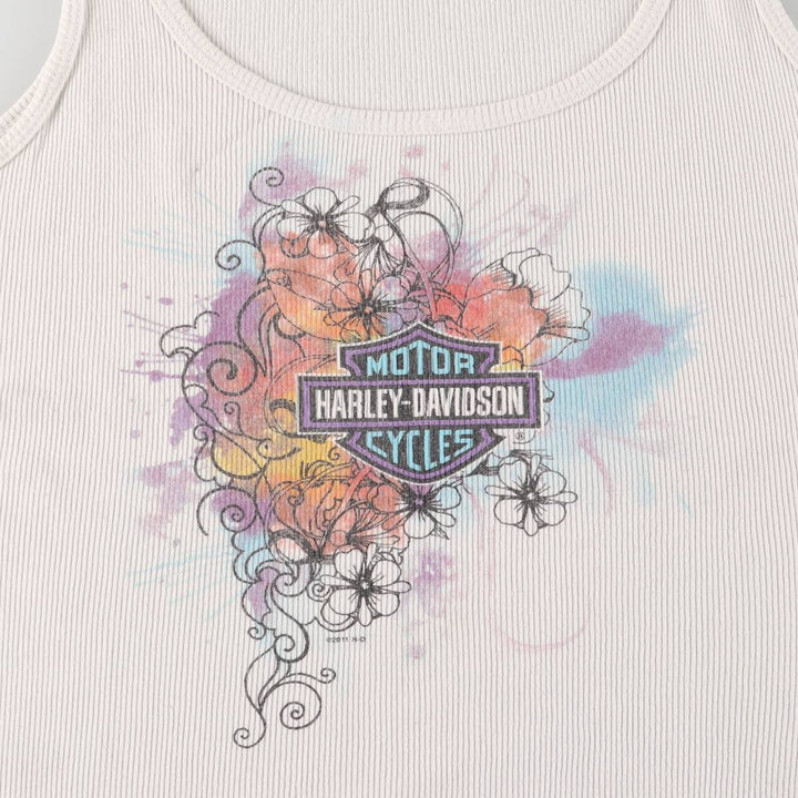 Harley-Davidson Tank Top for Women (Size L) cotton white type Vintage Second Hand