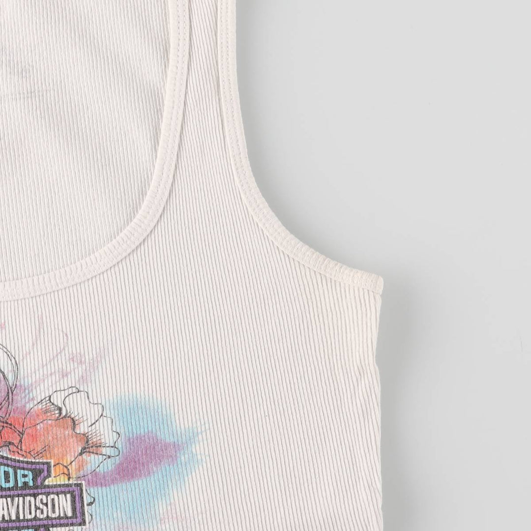Harley-Davidson Tank Top for Women (Size L) cotton white type Vintage Second Hand