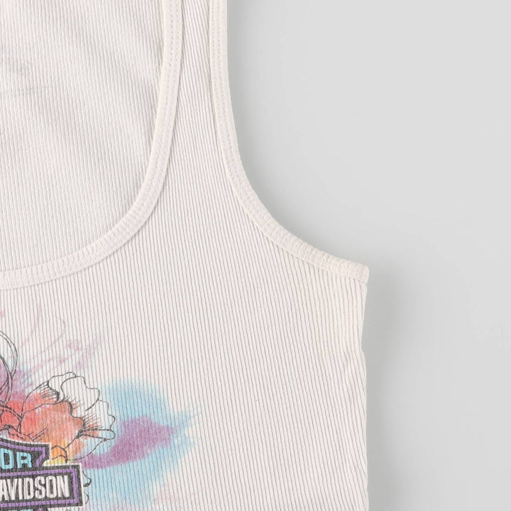 Harley-Davidson Tank Top for Women (Size L) cotton white type Vintage Second Hand
