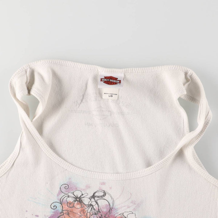Harley-Davidson Tank Top for Women (Size L) cotton white type Vintage Second Hand