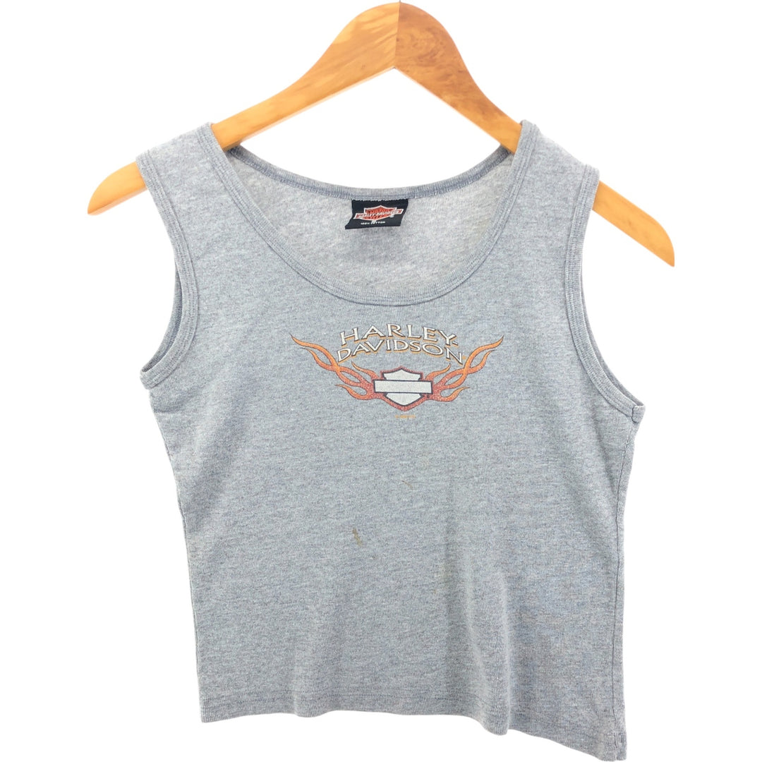 90'S Harley-Davidson cropped tank top, made in the USA, women's size S, vintage cotton gray type Vintage Second Hand