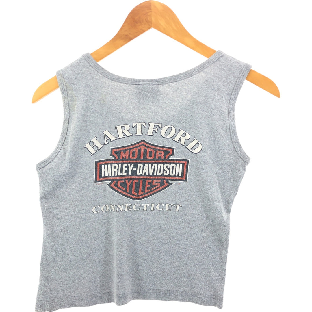 90'S Harley-Davidson cropped tank top, made in the USA, women's size S, vintage cotton gray type Vintage Second Hand