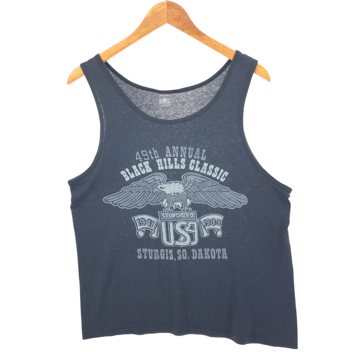 80'S WHITE HOUSE BLACK HILLS CLASSIC Eagle Pattern Tank Top Made in USA Women's Size L Vintage polyester black type Vintage Second Hand