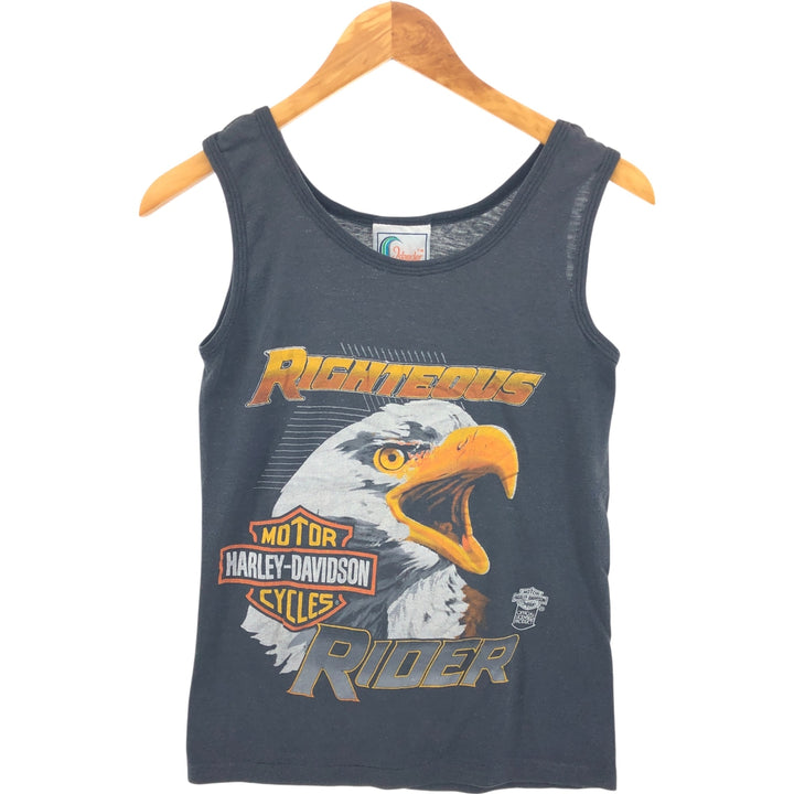 ISLANDER Harley Davidson Eagle Pattern Large Print Tank Top Made in USA Women's S Size Vintage polyester black type Vintage Second Hand