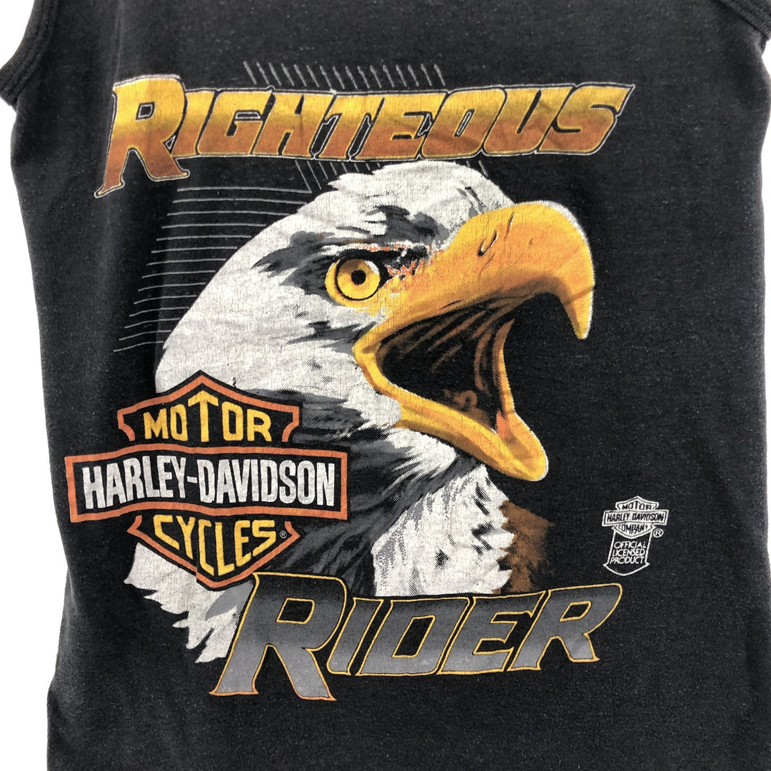 ISLANDER Harley Davidson Eagle Pattern Large Print Tank Top Made in USA Women's S Size Vintage polyester black type Vintage Second Hand