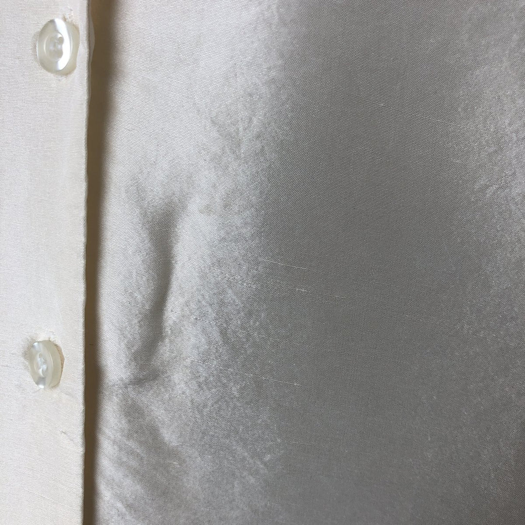PETER MARTIN Skipper collar long sleeve silk shirt, women's size M silk pale white type Vintage Second Hand