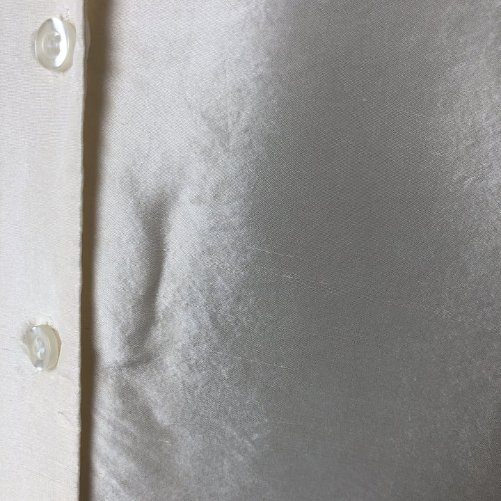 PETER MARTIN Skipper collar long sleeve silk shirt, women's size M silk pale white type Vintage Second Hand