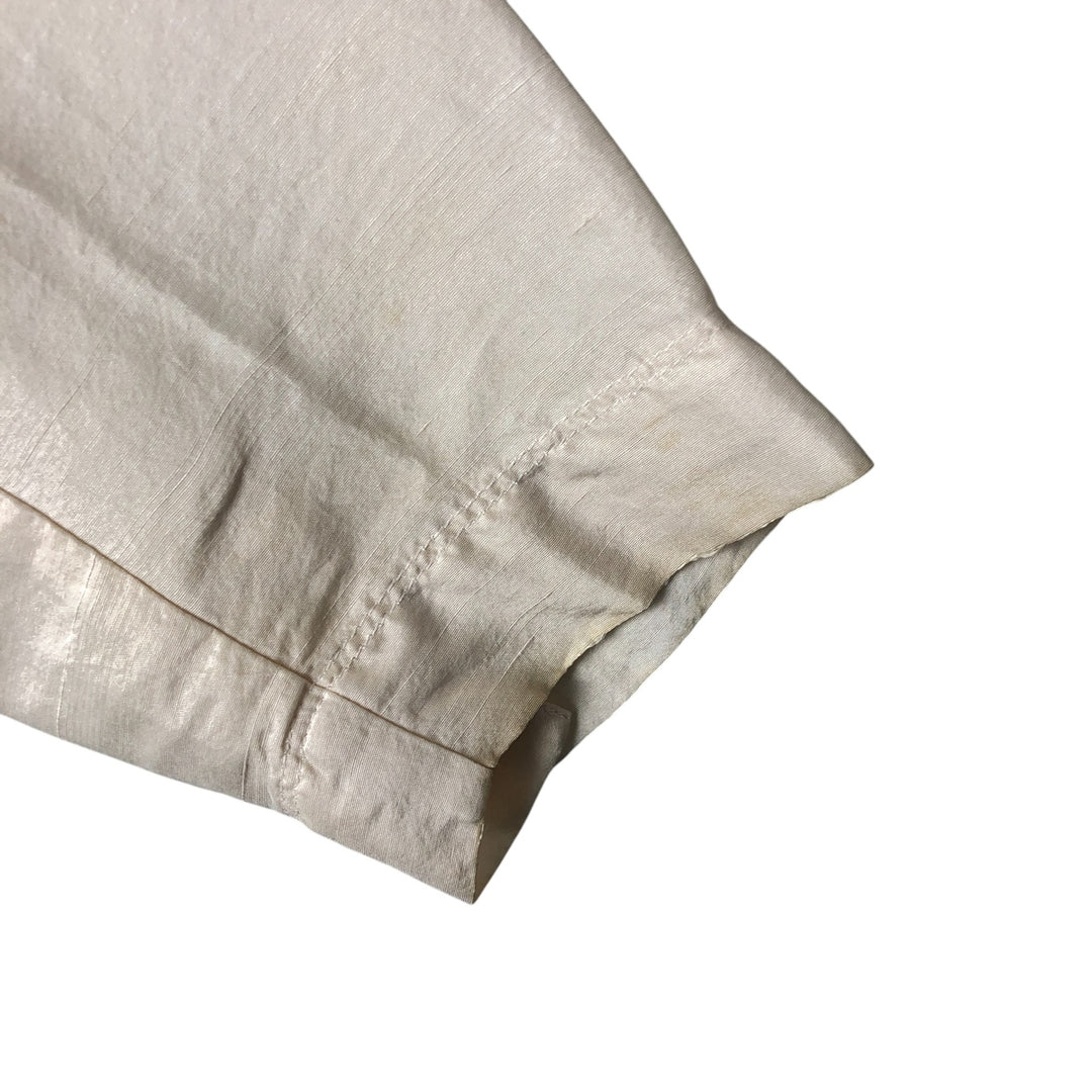 PETER MARTIN Skipper collar long sleeve silk shirt, women's size M silk pale white type Vintage Second Hand