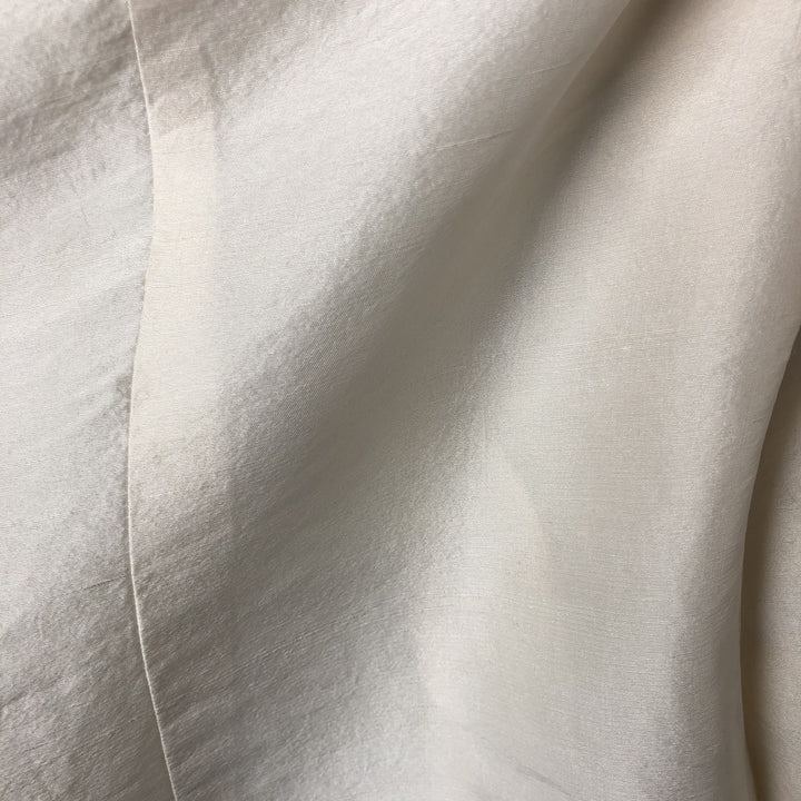PETER MARTIN Skipper collar long sleeve silk shirt, women's size M silk pale white type Vintage Second Hand