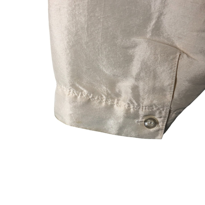 PETER MARTIN Skipper collar long sleeve silk shirt, women's size M silk pale white type Vintage Second Hand