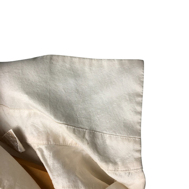 PETER MARTIN Skipper collar long sleeve silk shirt, women's size M silk pale white type Vintage Second Hand