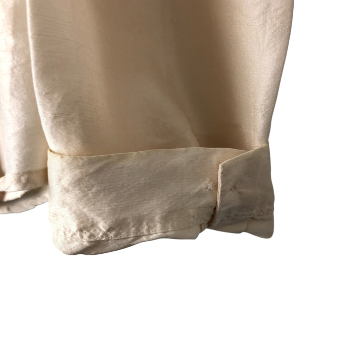 PETER MARTIN Skipper collar long sleeve silk shirt, women's size M silk pale white type Vintage Second Hand