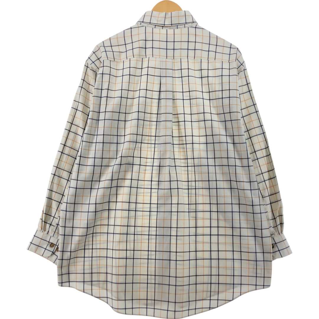 Brooks Brothers Est.1818 Check Pattern Long Sleeve Button-Down Check Shirt, Men's Size L cotton Beige type Vintage Second Hand