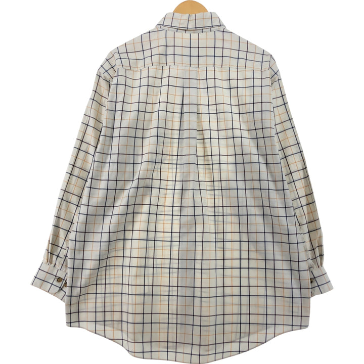Brooks Brothers Est.1818 Check Pattern Long Sleeve Button-Down Check Shirt, Men's Size L cotton Beige type Vintage Second Hand