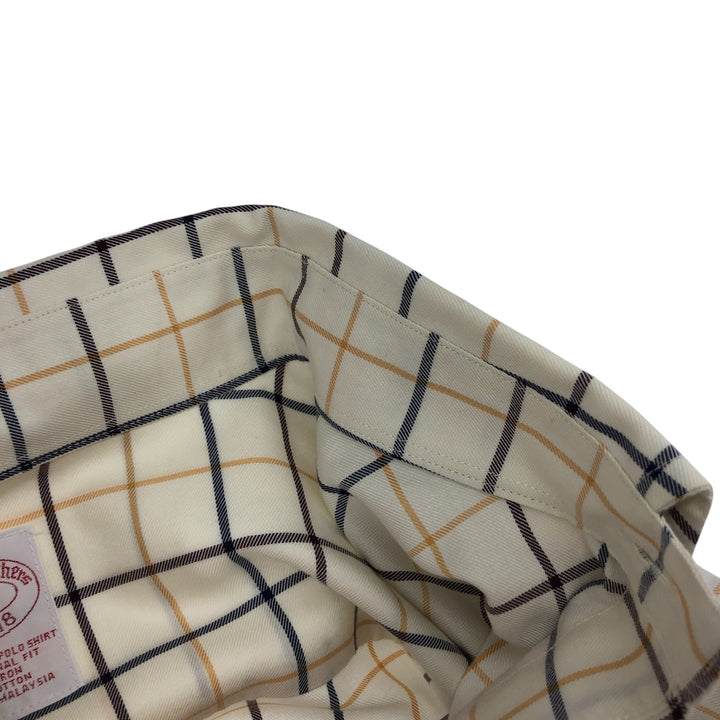 Brooks Brothers Est.1818 Check Pattern Long Sleeve Button-Down Check Shirt, Men's Size L cotton Beige type Vintage Second Hand