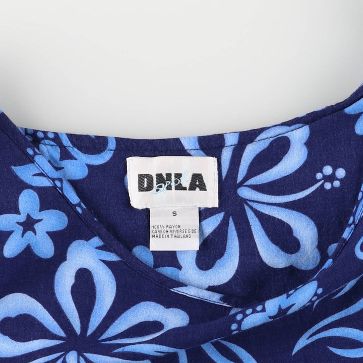 DNLA SPORT All-over Botanical Pattern Sleeveless A-line Dress Long Dress Women's Size S Rayon blue type Vintage Second Hand