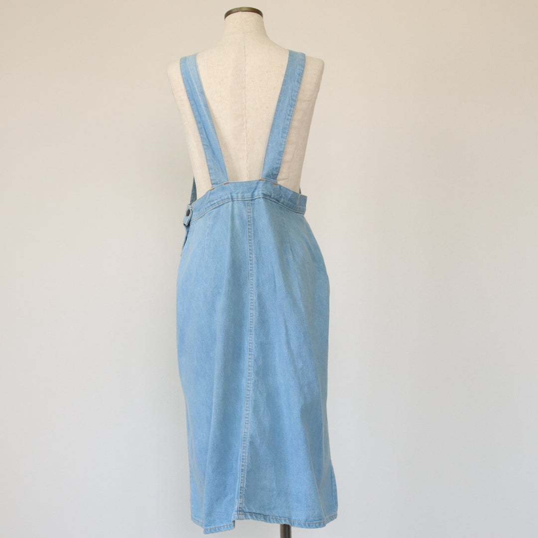 Levi's Mid-calf length A-line orange tab denim jumper skirt, women's size L, vintage unknown Blue type light blue Vintage Second Hand
