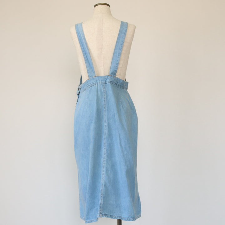 Levi's Mid-calf length A-line orange tab denim jumper skirt, women's size L, vintage unknown Blue type light blue Vintage Second Hand