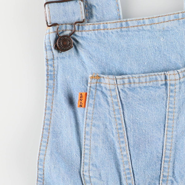 Levi's Mid-calf length A-line orange tab denim jumper skirt, women's size L, vintage unknown Blue type light blue Vintage Second Hand