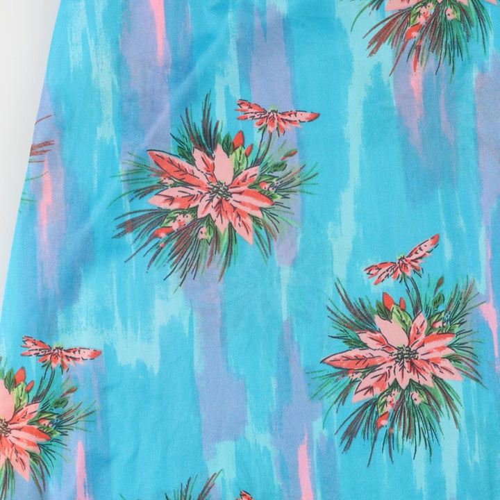 JCPenney all-over print maxi length see-through sleeveless camisole dress, size M Nylon turquoise blue Vintage Second Hand