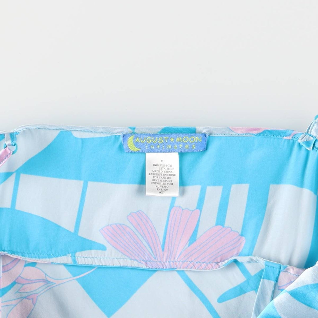AUGUST MOON Botanical Pattern Maxi Camisole Dress for Women (Size M) silk Blue type light blue Vintage Second Hand