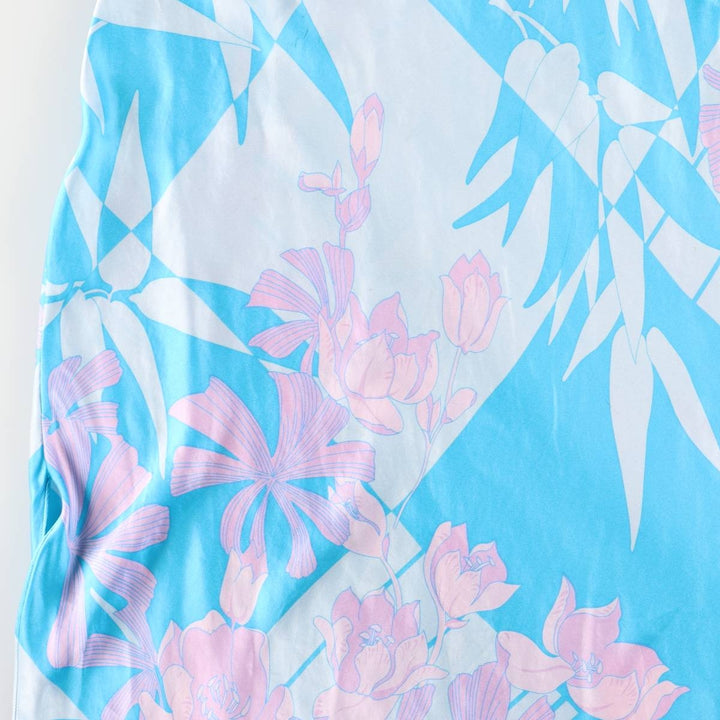 AUGUST MOON Botanical Pattern Maxi Camisole Dress for Women (Size M) silk Blue type light blue Vintage Second Hand