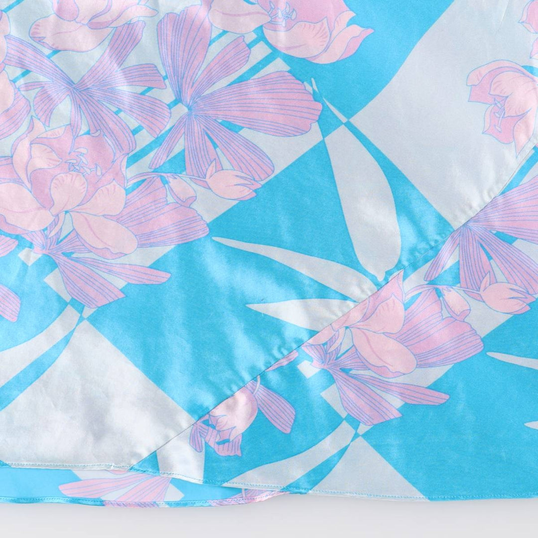 AUGUST MOON Botanical Pattern Maxi Camisole Dress for Women (Size M) silk Blue type light blue Vintage Second Hand