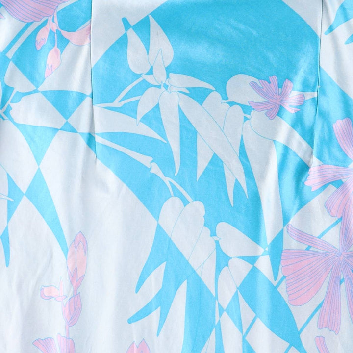 AUGUST MOON Botanical Pattern Maxi Camisole Dress for Women (Size M) silk Blue type light blue Vintage Second Hand