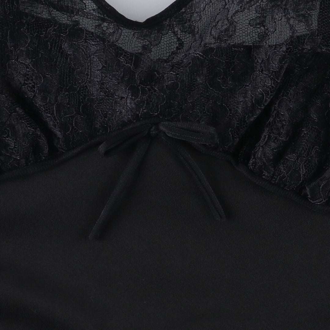 HENSON Lace Mid-length Lingerie Camisole Dress Women's XS Size Nylon black type Vintage Second Hand