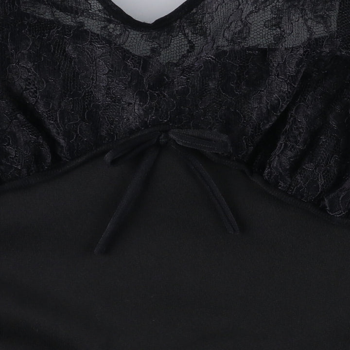 HENSON Lace Mid-length Lingerie Camisole Dress Women's XS Size Nylon black type Vintage Second Hand