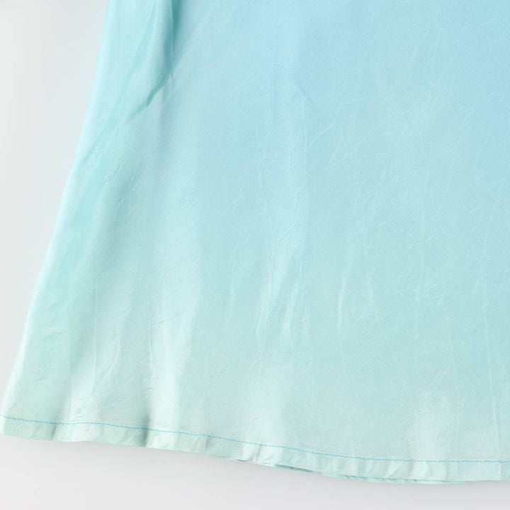 CHAPS Botanical Pattern V-neck Long Sleeveless Flared Dress Women's Size S polyester turquoise blue Vintage Second Hand