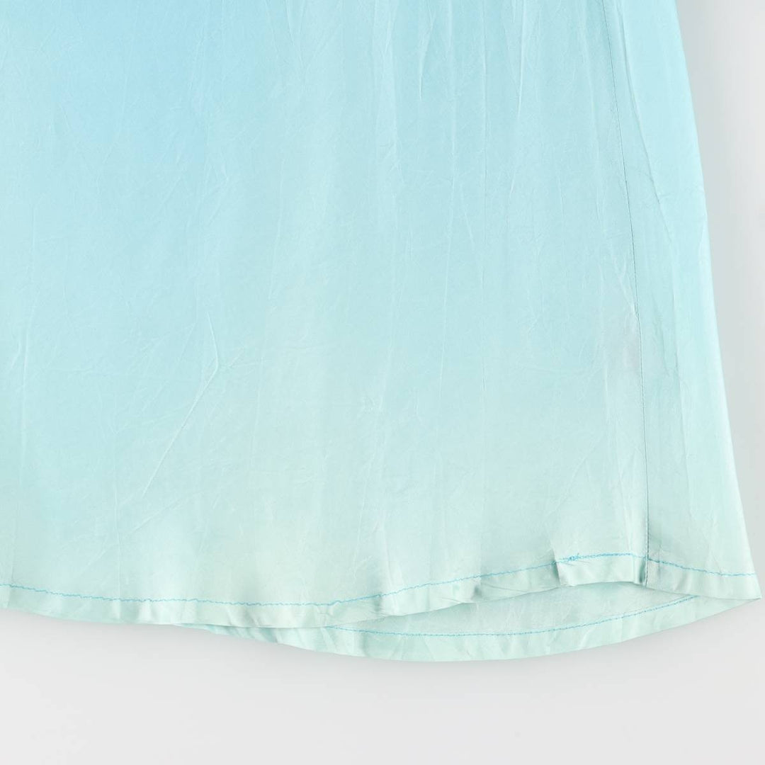 CHAPS Botanical Pattern V-neck Long Sleeveless Flared Dress Women's Size S polyester turquoise blue Vintage Second Hand
