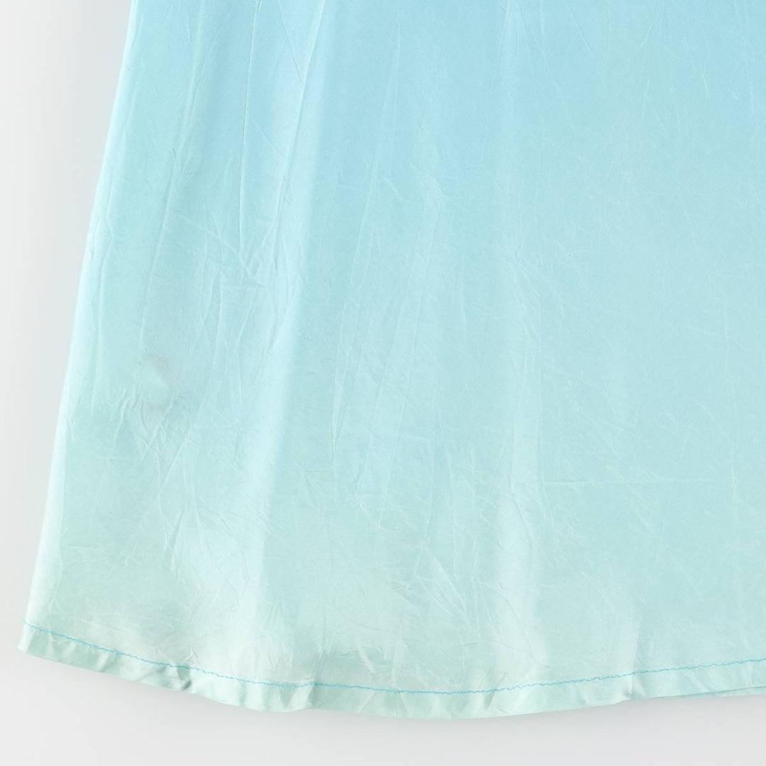 CHAPS Botanical Pattern V-neck Long Sleeveless Flared Dress Women's Size S polyester turquoise blue Vintage Second Hand