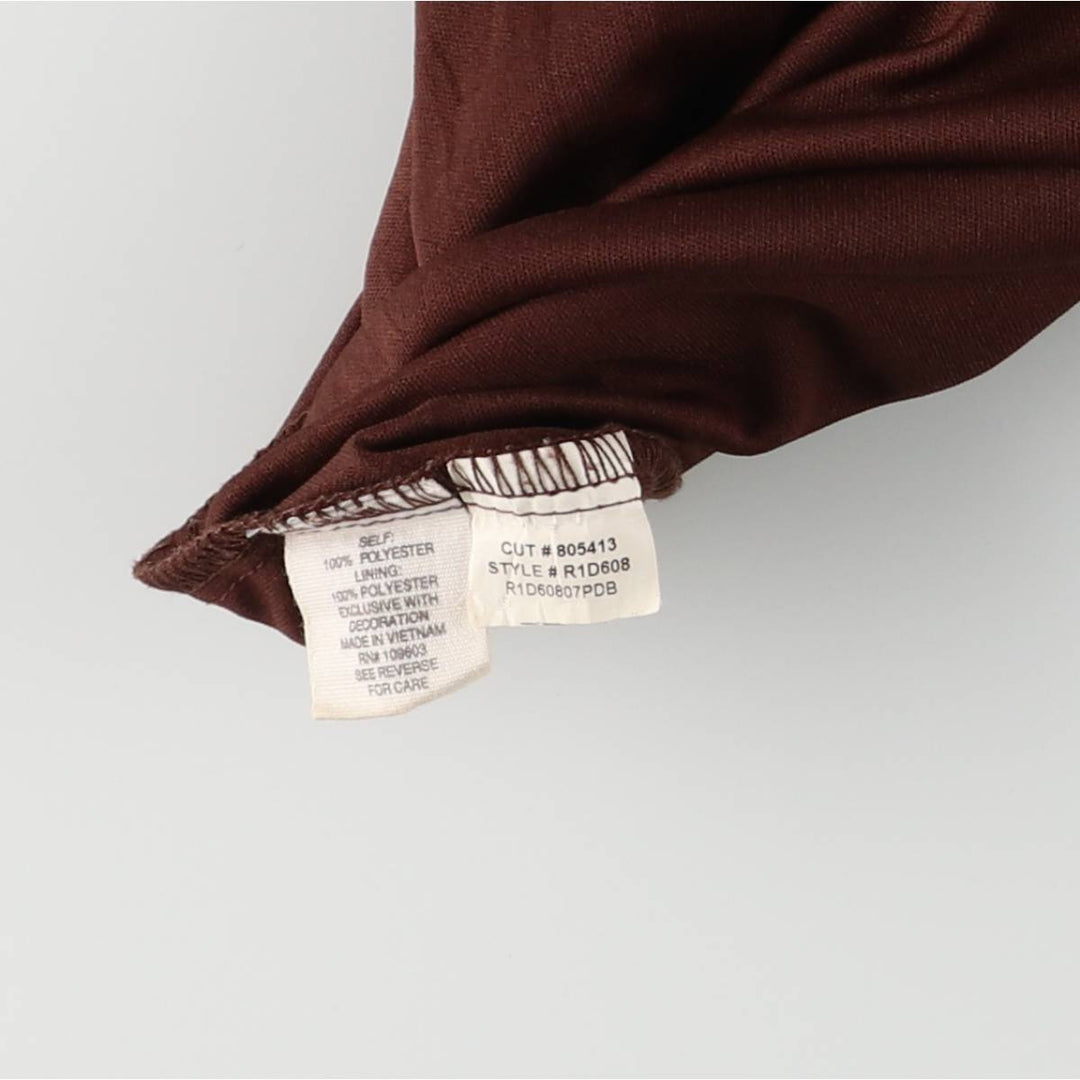 ROZ ALI All-over ethnic pattern tiered V-neck maxi length sleeveless dress for women, size S polyester brown type Vintage Second Hand