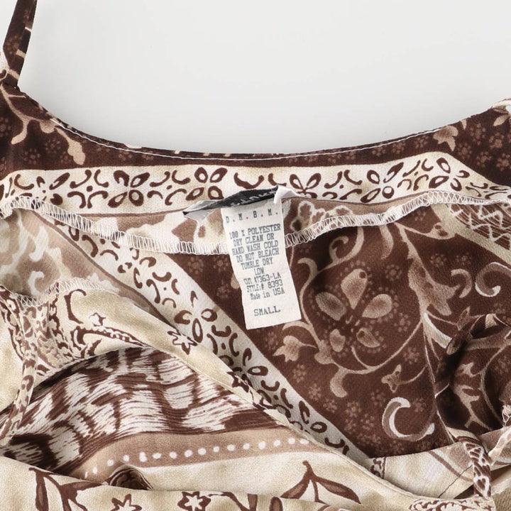 COTTURA all-over print maxi length camisole dress made in USA, women's size S polyester brown type Vintage Second Hand