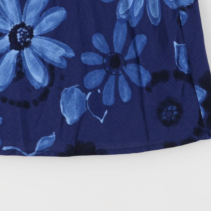 BYER STUDIO Floral Lace-up Maxi Sleeveless A-line Dress Made in USA Women's Size L Rayon navy blue type Vintage Second Hand