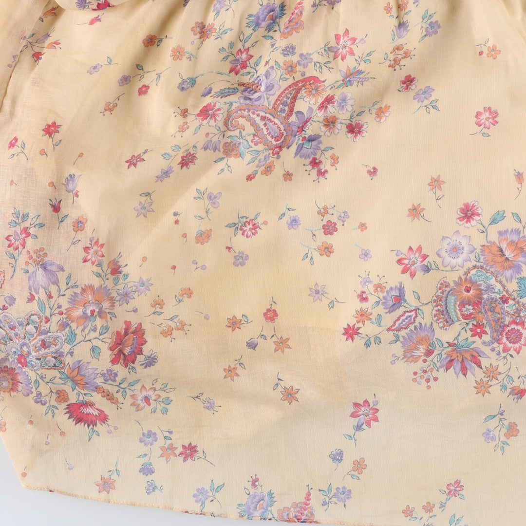All-over floral print maxi length lace camisole dress for women size S unclear ivory Vintage Second Hand