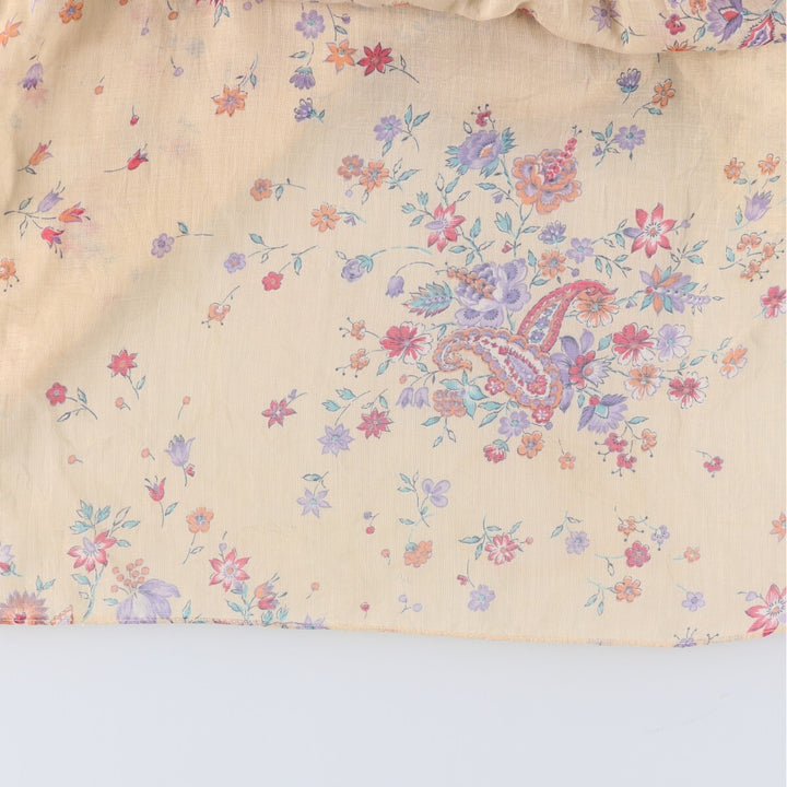 All-over floral print maxi length lace camisole dress for women size S unclear ivory Vintage Second Hand