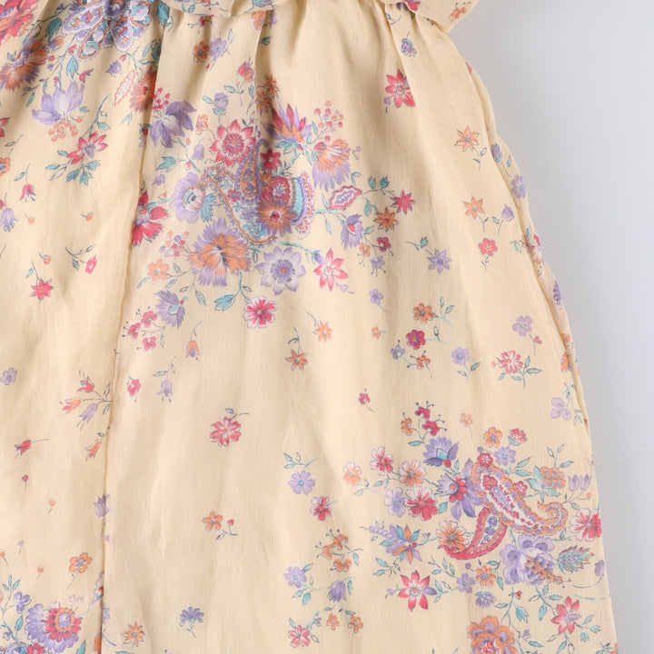 All-over floral print maxi length lace camisole dress for women size S unclear ivory Vintage Second Hand