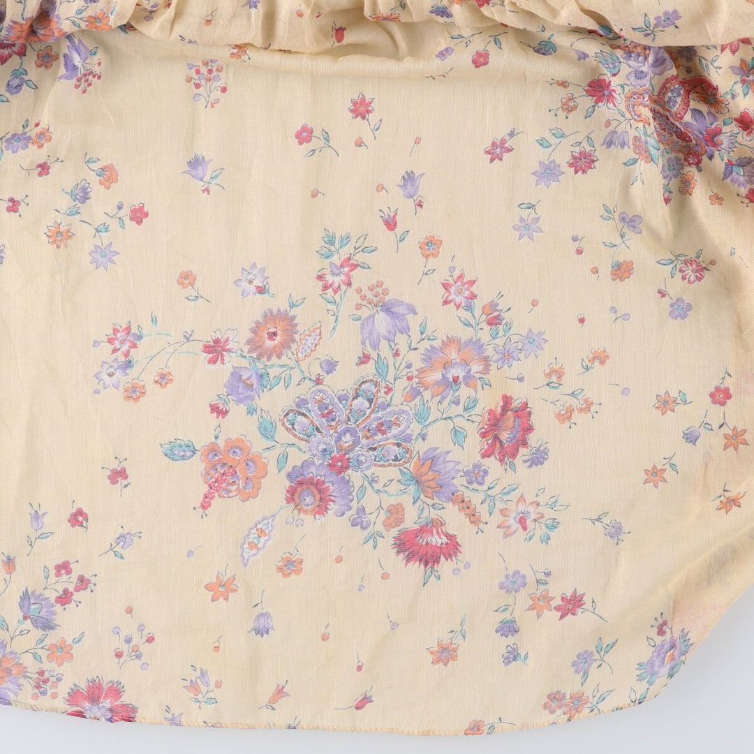 All-over floral print maxi length lace camisole dress for women size S unclear ivory Vintage Second Hand