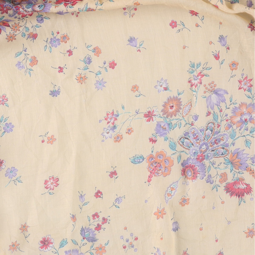 All-over floral print maxi length lace camisole dress for women size S unclear ivory Vintage Second Hand