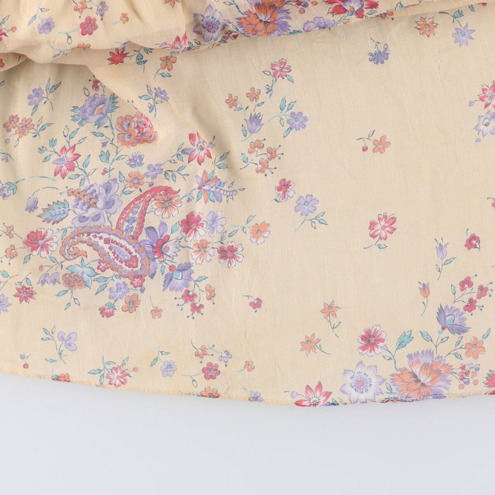 All-over floral print maxi length lace camisole dress for women size S unclear ivory Vintage Second Hand