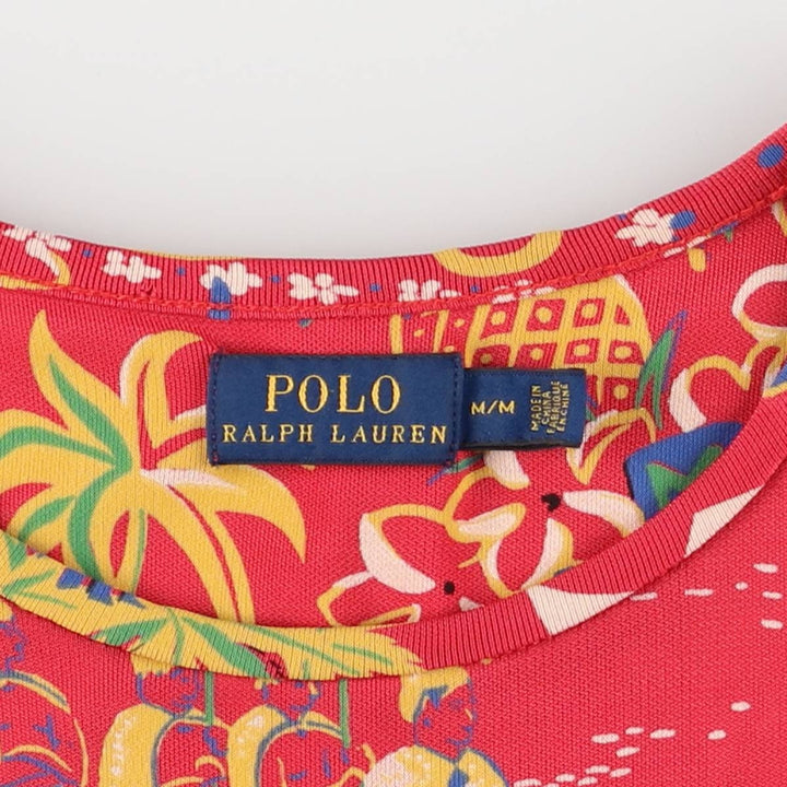 Ralph Lauren POLO RALPH LAUREN All-over print short sleeve mid-calf flare dress for women, size M Viscose red type Vintage Second Hand