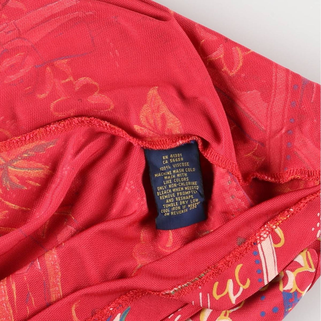 Ralph Lauren POLO RALPH LAUREN All-over print short sleeve mid-calf flare dress for women, size M Viscose red type Vintage Second Hand