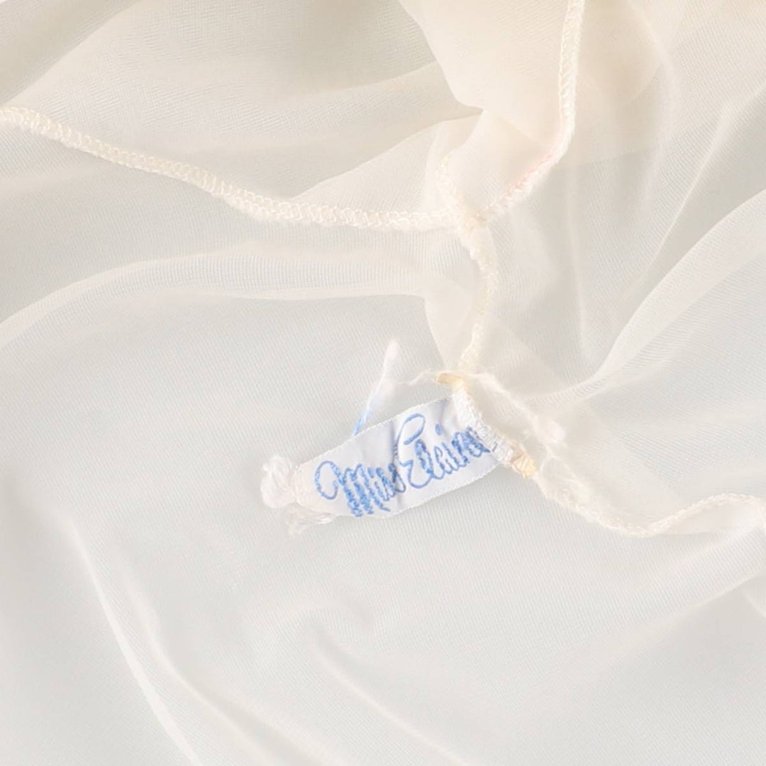 Vintage 1960'S Miss Elaine puff sleeve, half-length, see-through lingerie gown, women's size XL unclear pale white type Vintage Second Hand