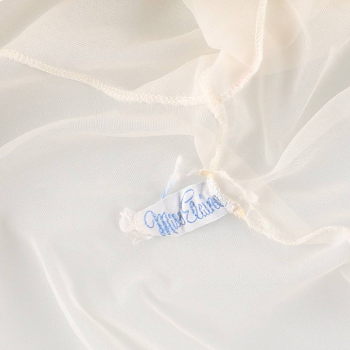 Vintage 1960'S Miss Elaine puff sleeve, half-length, see-through lingerie gown, women's size XL unclear pale white type Vintage Second Hand
