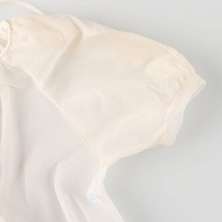 Vintage 1960'S Miss Elaine puff sleeve, half-length, see-through lingerie gown, women's size XL unclear pale white type Vintage Second Hand