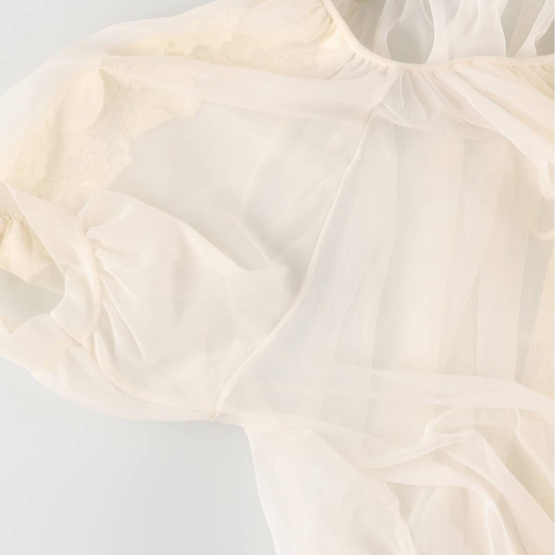 Vintage 1960'S Miss Elaine puff sleeve, half-length, see-through lingerie gown, women's size XL unclear pale white type Vintage Second Hand