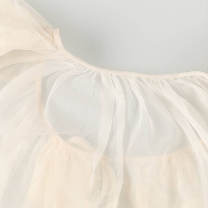 Vintage 1960'S Miss Elaine puff sleeve, half-length, see-through lingerie gown, women's size XL unclear pale white type Vintage Second Hand