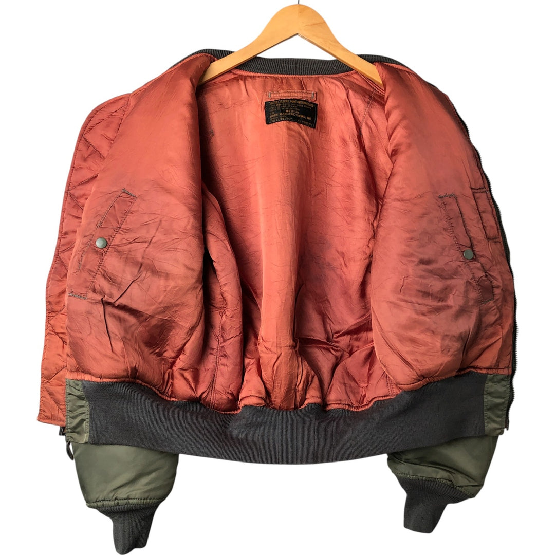 Vintage HOPE MFG MA-1 Military Flight Jacket, Made in USA, Men's Size Medium Nylon Khaki type Vintage Second Hand